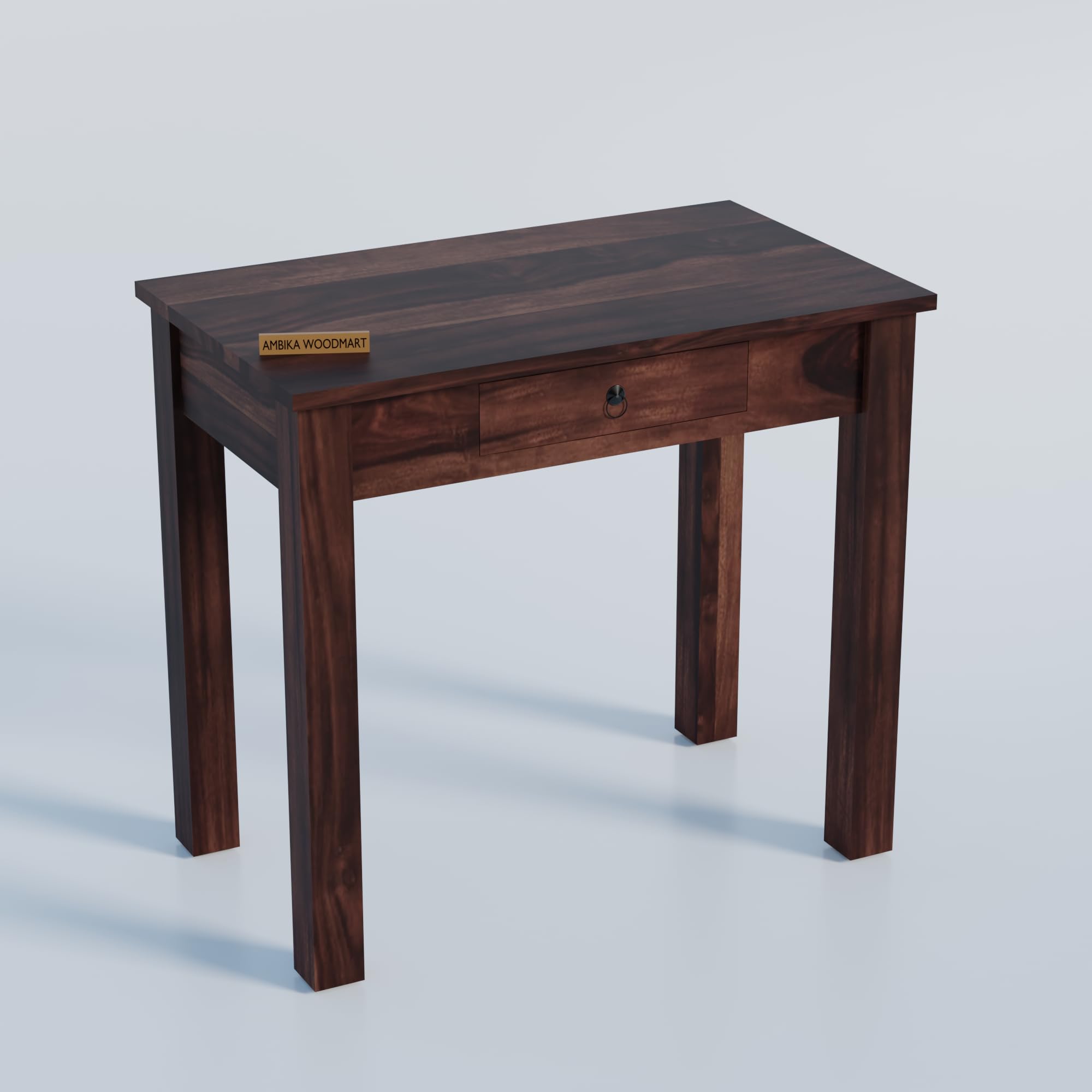 Wooden Study Table for Adults| Work from Home Computer/Laptop Writing Desk with Drawer & Shelf Storage| Solid Wood Sheesham - Natural