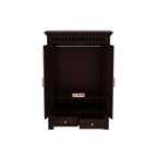 Mamon Wood Decor 2 Door Wardrobe with 2 drawers, 2 shelves & hanging - Walnut