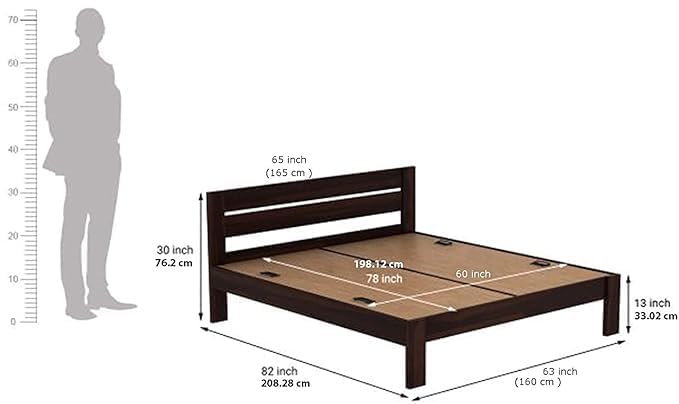 Ambica Woodmart Sheesham wood bed in brown finish, photo 2