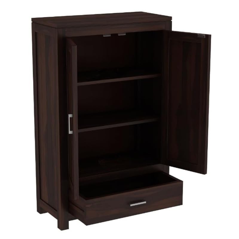 Mamon Wood Decor Woodcrony Sheesham Wood Wardrobe with 1 Drawer and 3