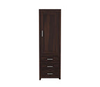 Mamon Wood Decor Single Door Wardrobe with 3 drawers & 3 shelves – Jack - Walnut