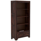 Mamon Wood Decor Solid Wood Semi-Open Book Shelf – Walnut