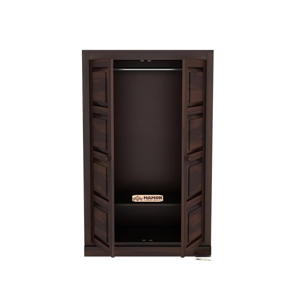 Mamon Wood Decor 2 Door Wardrobe with 2 shelves & hanging space – Ford - Walnut