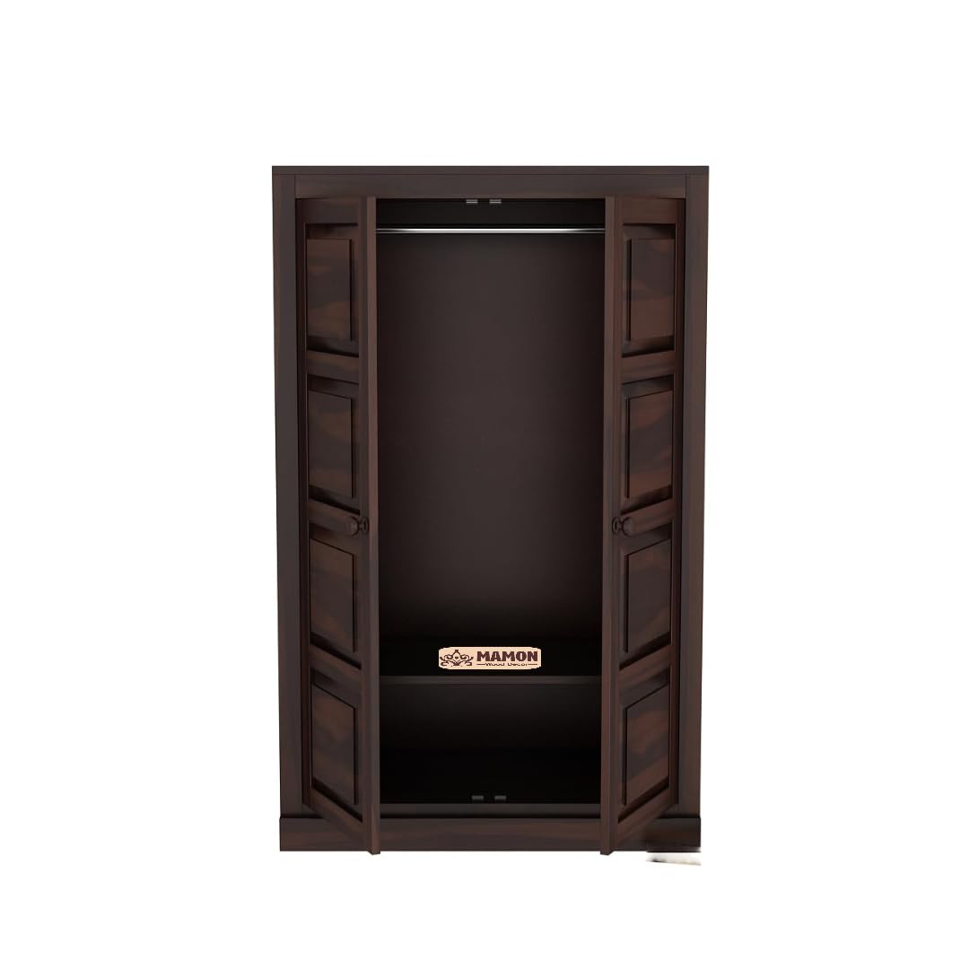 Mamon Wood Decor 2 Door Wardrobe with 2 shelves & hanging space – Ford - Walnut