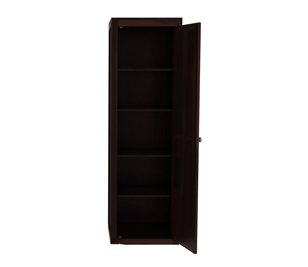 Mamon Wood Decor Single Door Wardrobe with 5 open shelves – Adam - Walnut