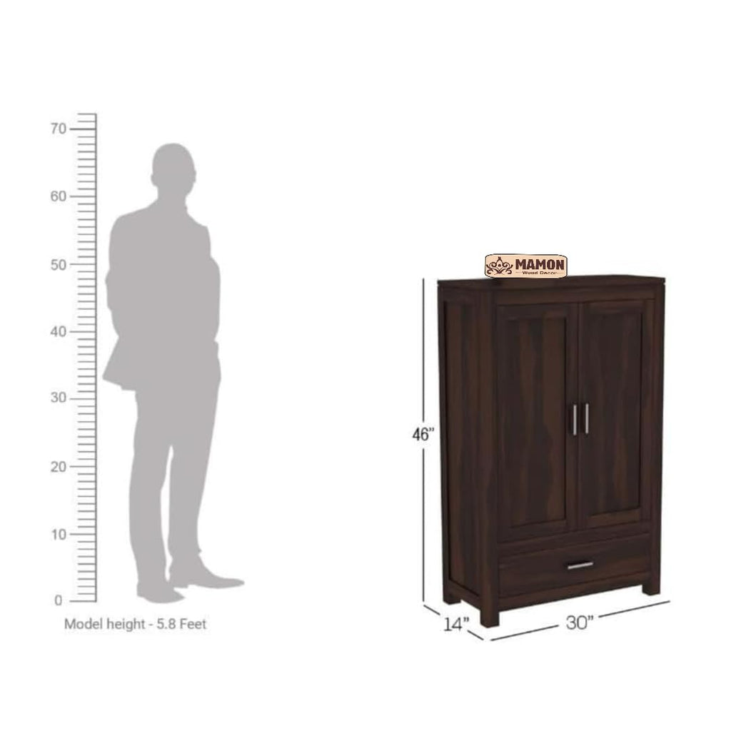 Mamon Wood Decor Woodcrony Sheesham Wood Wardrobe with 1 Drawer and 3