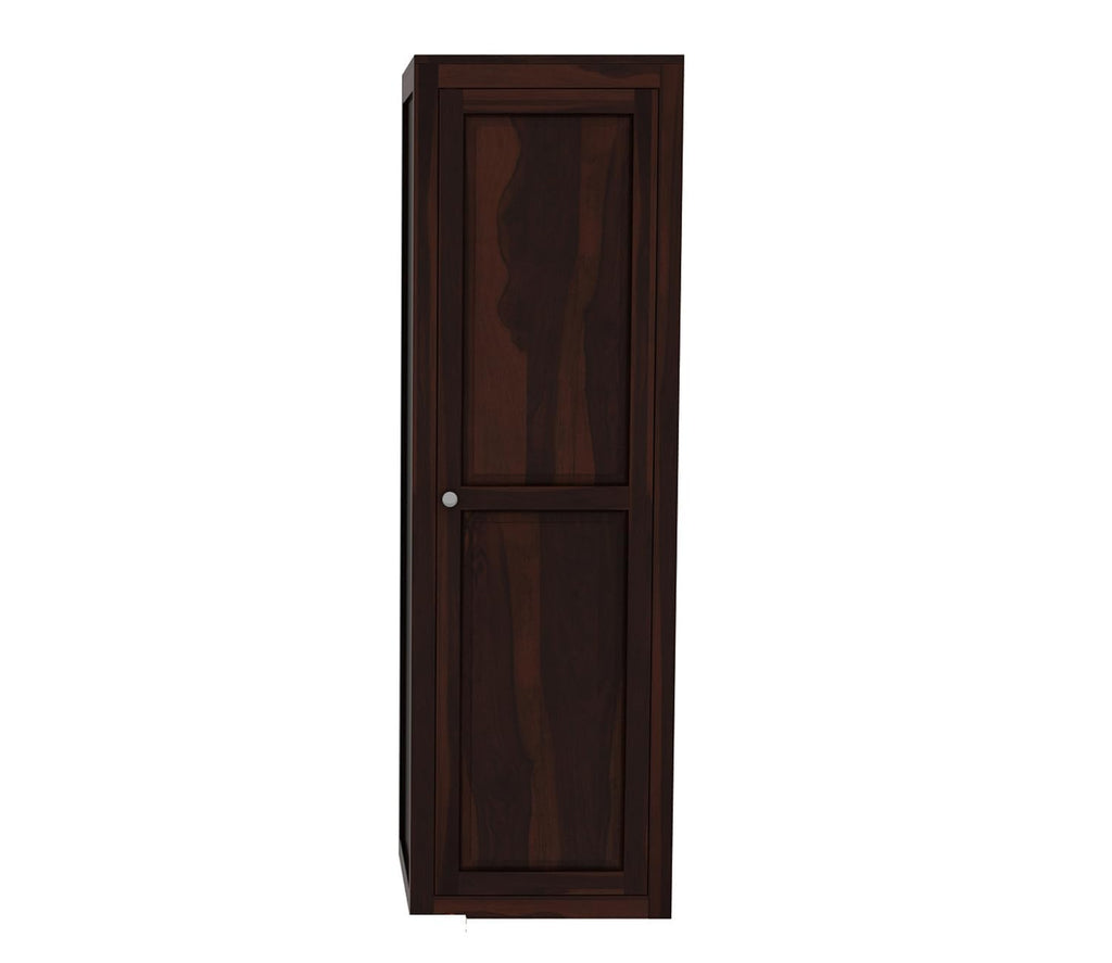 Mamon Wood Decor Single Door Wardrobe with 5 open shelves – Allen - Walnut