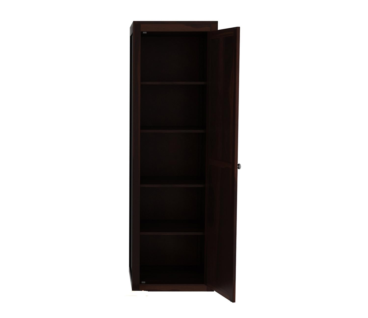 Mamon Wood Decor Single Door Wardrobe with 5 open shelves – Allen - Walnut