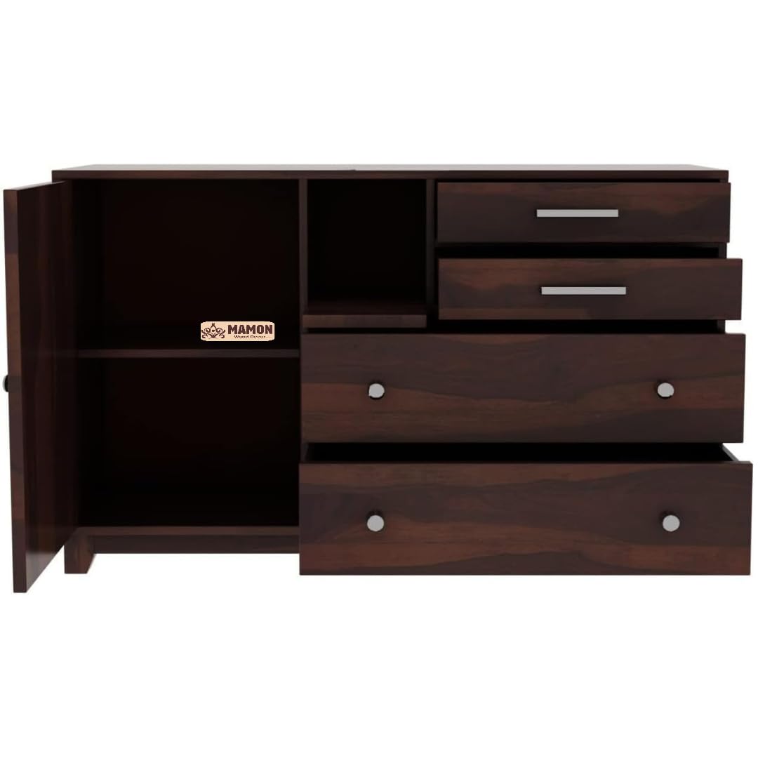 Mamon Wood Decor Sheesham Wood Cupboard, 4 Drawer Wardrobe, Almirah