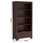 Mamon Wood Decor Solid Wood Semi-Open Book Shelf – Walnut