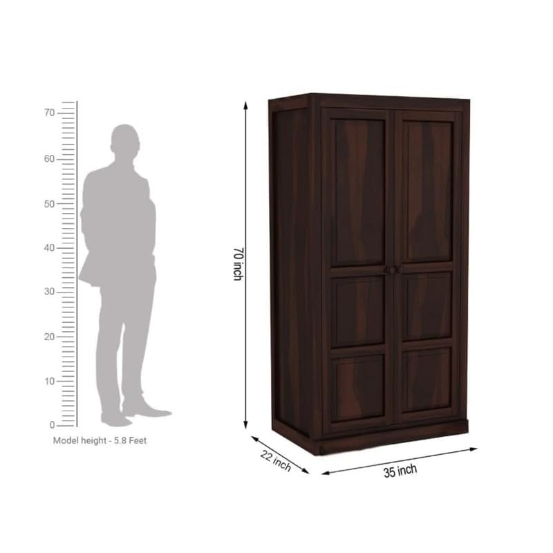 Mamon Wood Decor Sheesham Wood Wardrobe with 3 Drawer and 4 Shelves