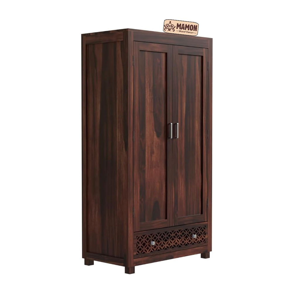 Mamon Wood Decor Solid Wood Wardrobe with Double Doors, Decorative