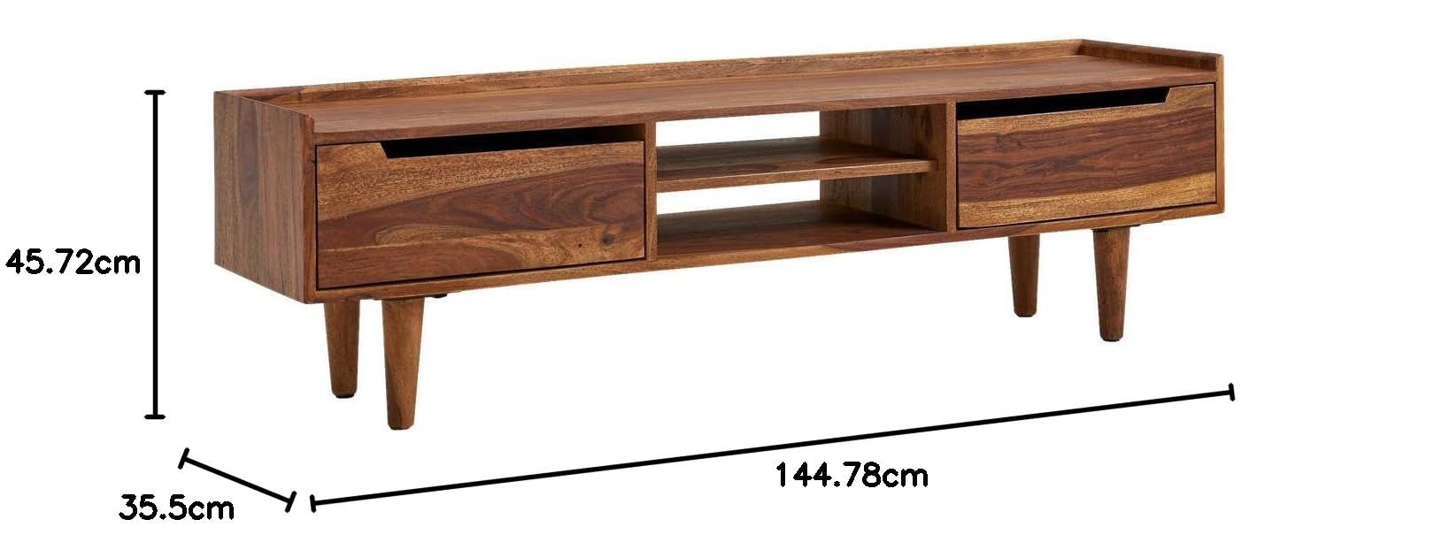 Mamon Wood Decor Sheesham Wood Modern TV Unit with Door and Shelf