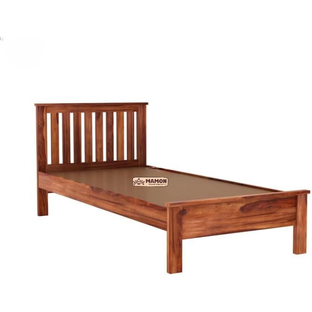 Mamon Wood Decor Sheesham Wood Single Bed for Bedroom & Living Area