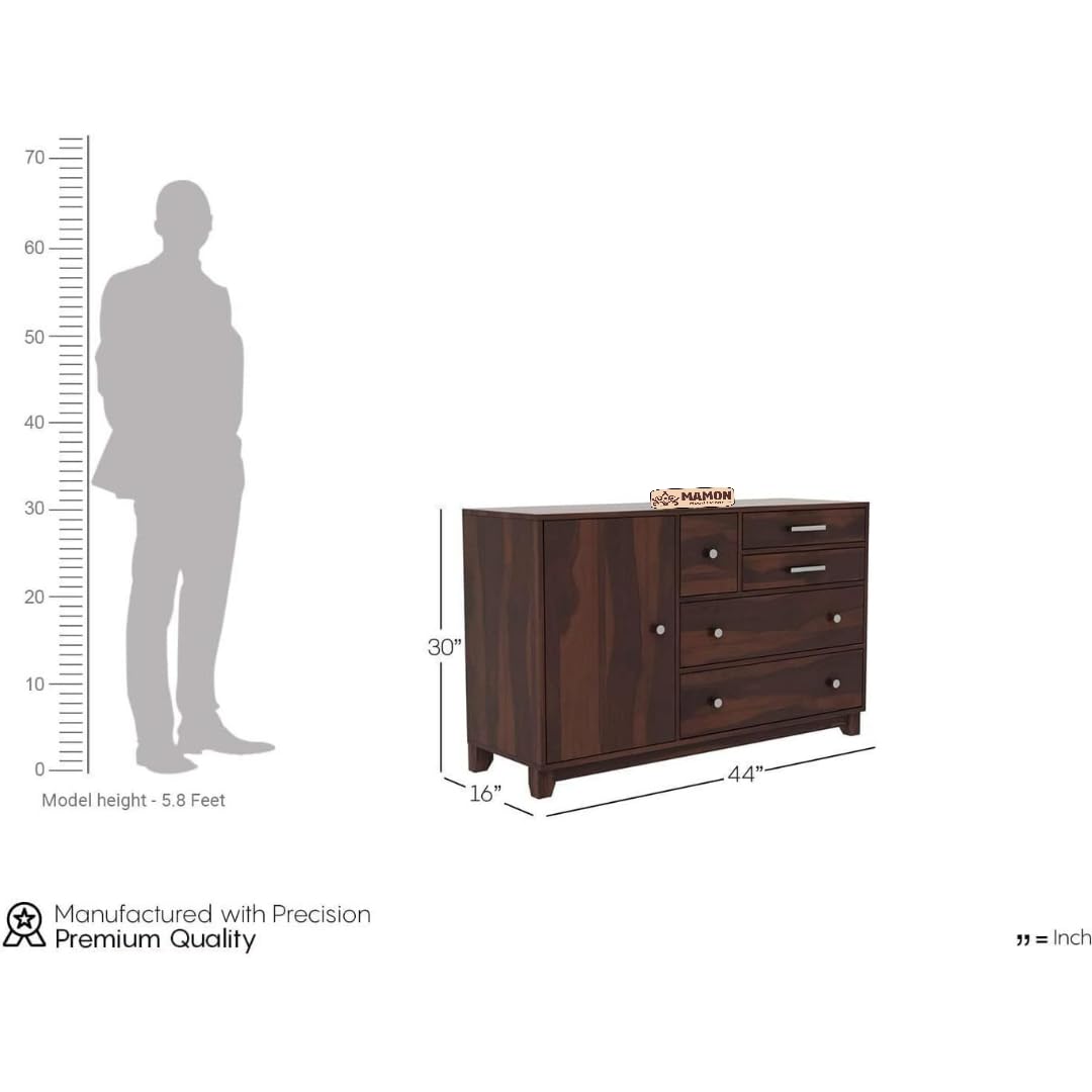 Mamon Wood Decor Sheesham Wood Cupboard, 4 Drawer Wardrobe, Almirah