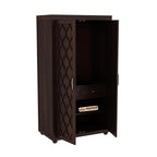 Mamon Wood Decor 2 Door Wardrobe with 2 drawers, 3 shelves & hanging - Walnut