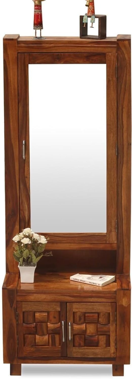 Mamon Wood Decor Solid Wood Dressing Table – Honey Oak Finish