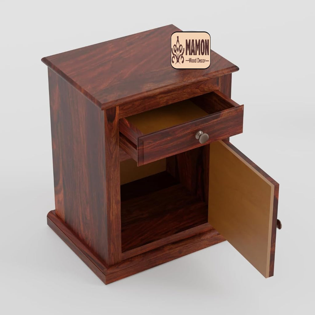 Mamon Wood Decor Sheesham Wood Bedside Table – Design 5
