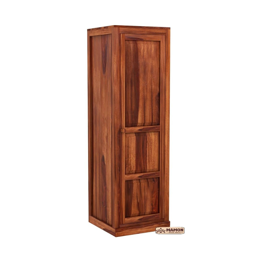 Mamon Wood Decor Single Door Wardrobe with 2 drawers, 2 shelves - Honey