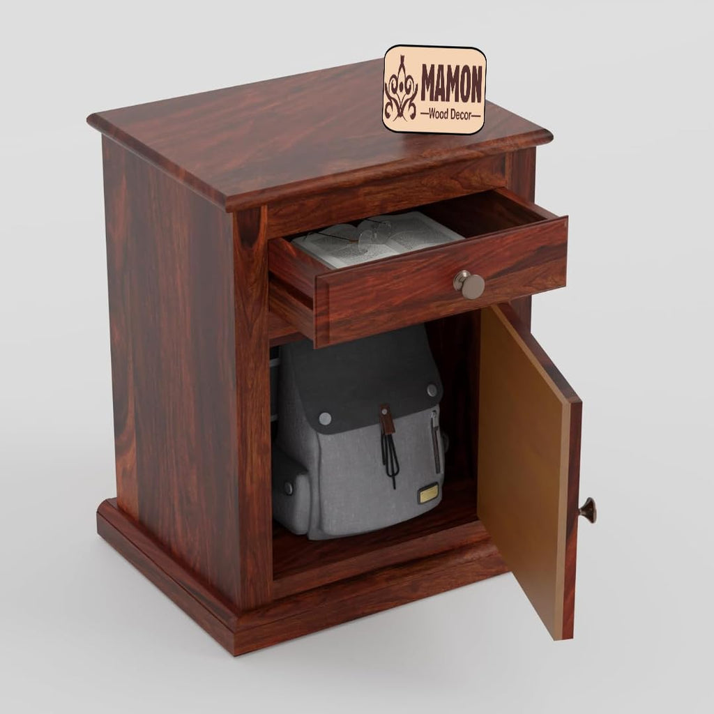 Mamon Wood Decor Sheesham Wood Bedside Table – Design 10