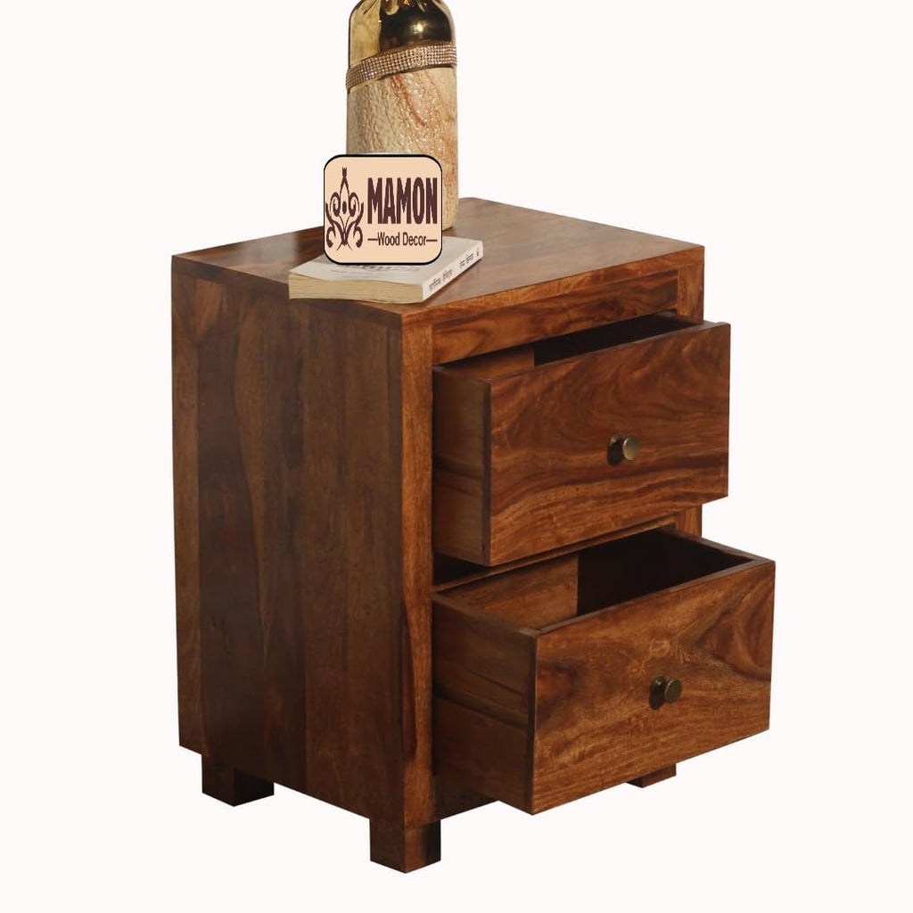 Mamon Wood Decor Sheesham Wood Bedside Table – Design 3