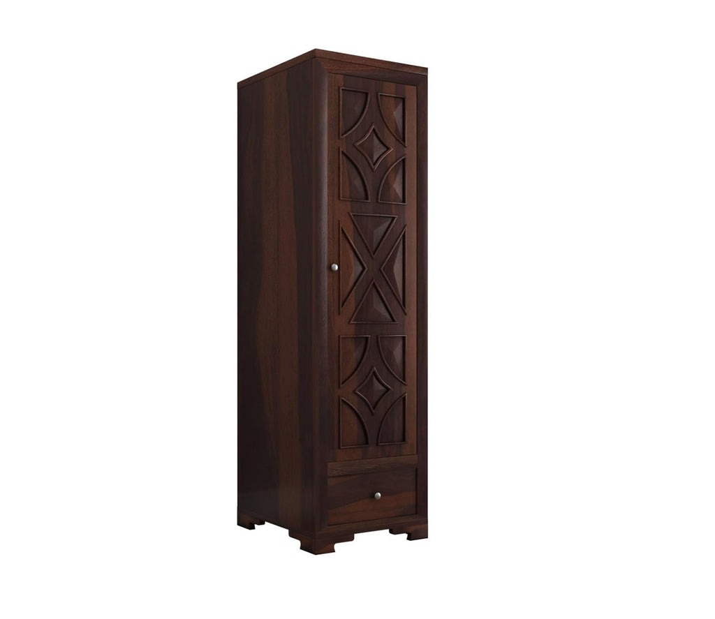 Mamon Wood Decor Single Door Wardrobe with 1 drawer & 4 shelves – Davis - Walnut