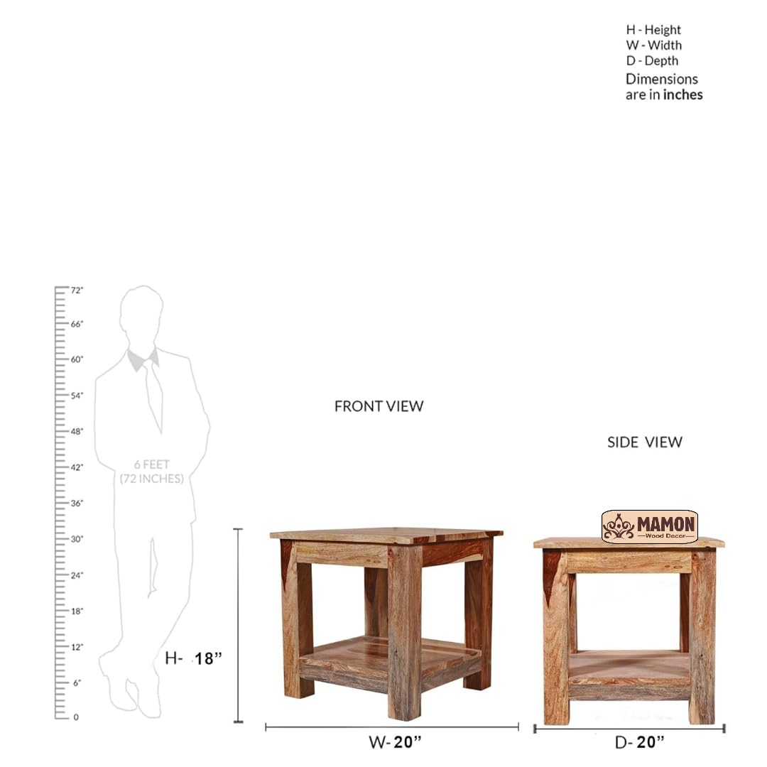 Mamon Wood Decor Sheesham Wood Bedside Table – Design 7