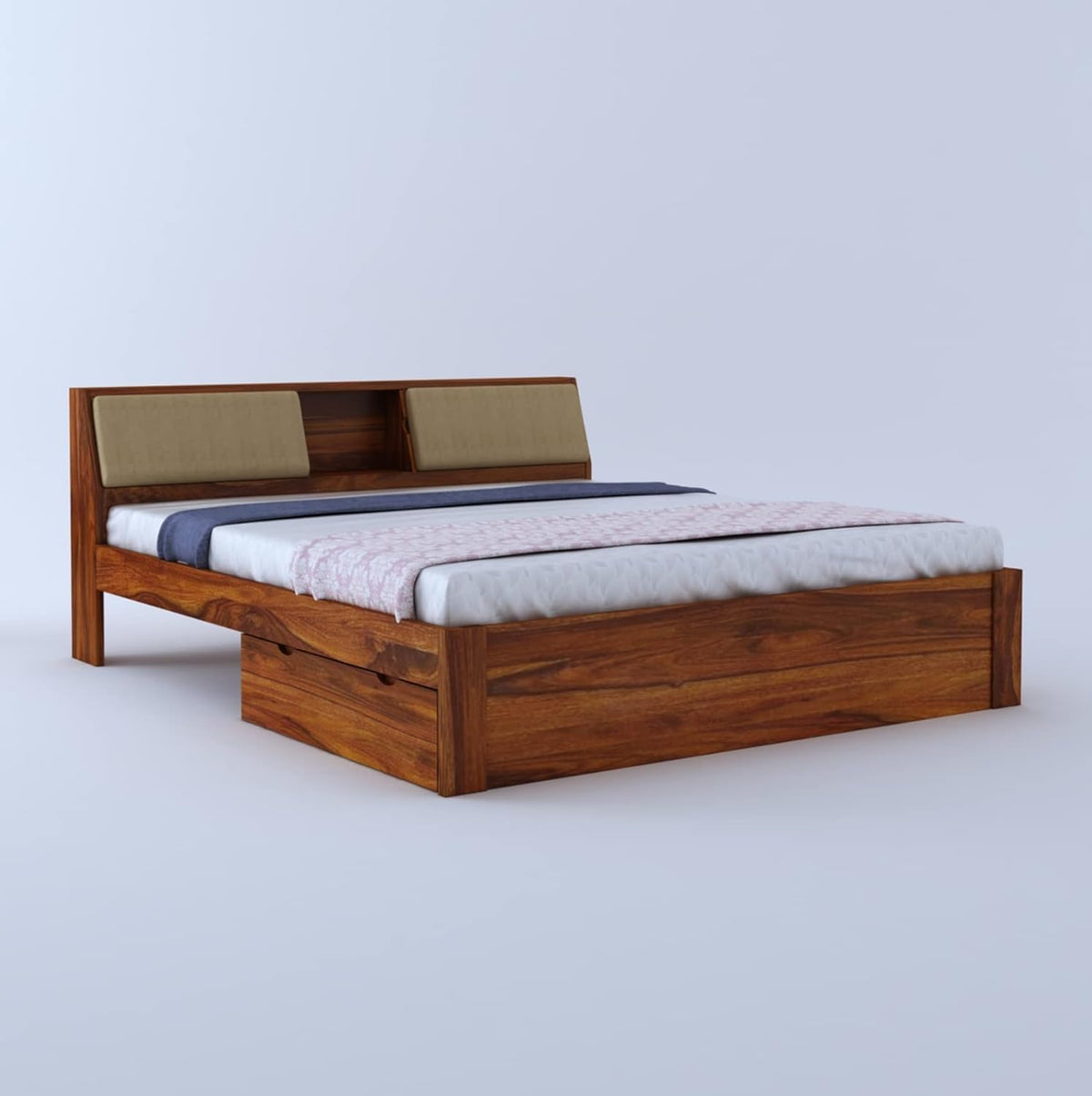 Ambica Woodmart Sheesham wood bed in brown finish, photo 5