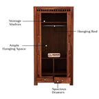 Mamon Wood Decor Sheesham Wood Wardrobe – Brown