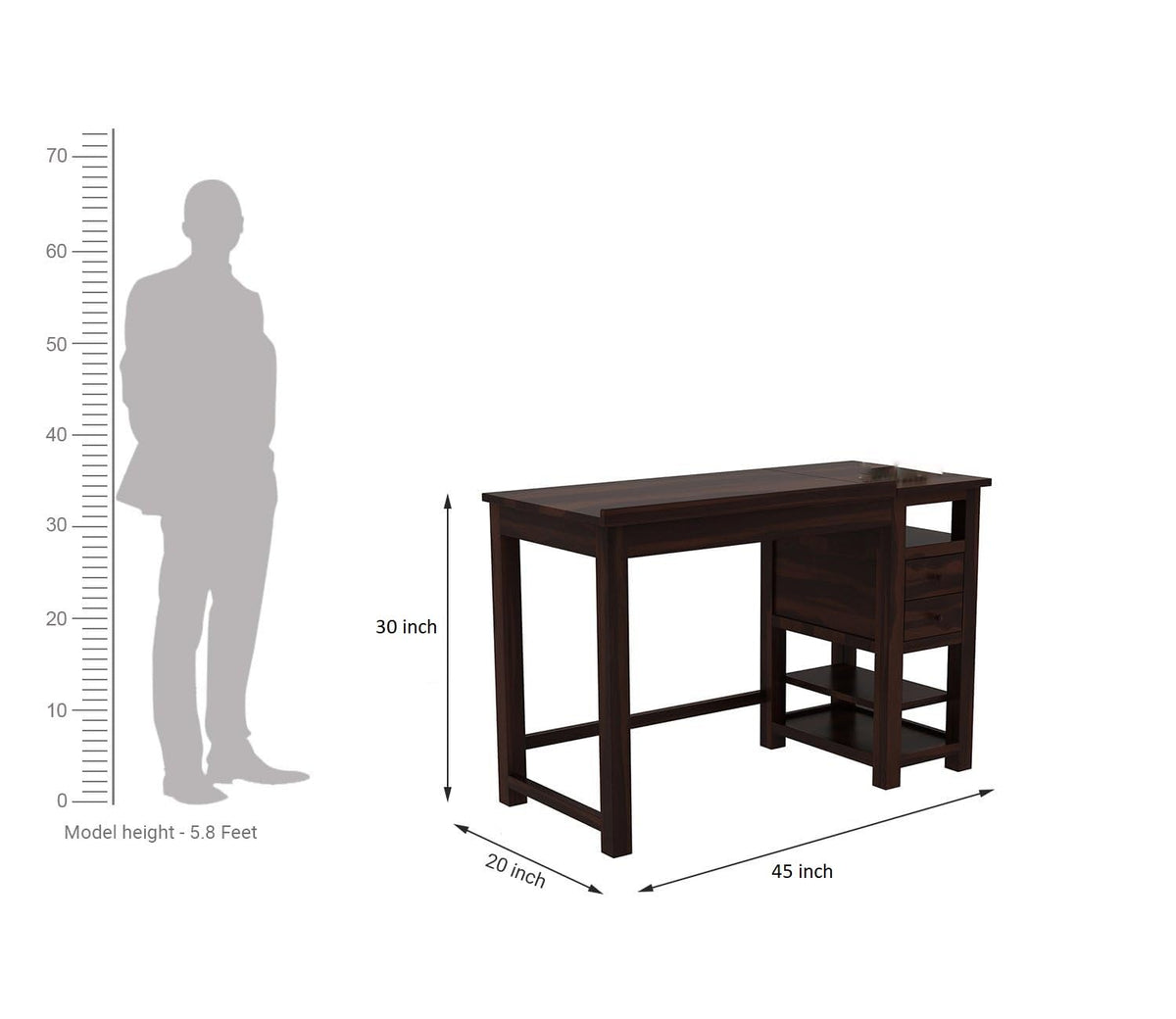 Walnut | Ambica Woodmart Sheesham wood study table, walnut, photo 4