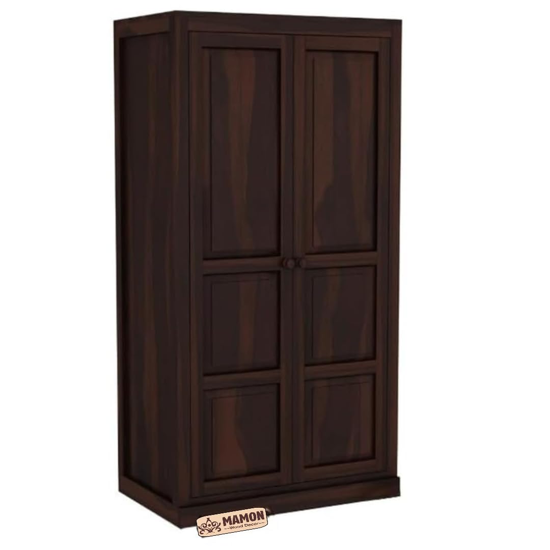 Mamon Wood Decor Sheesham Wood Wardrobe with 3 Drawer and 4 Shelves