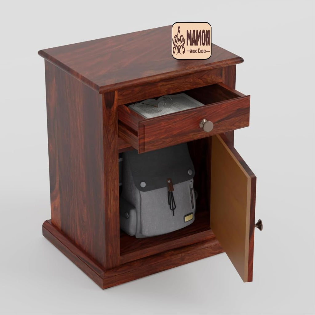 Mamon Wood Decor Sheesham Wood Bedside Table – Design 5