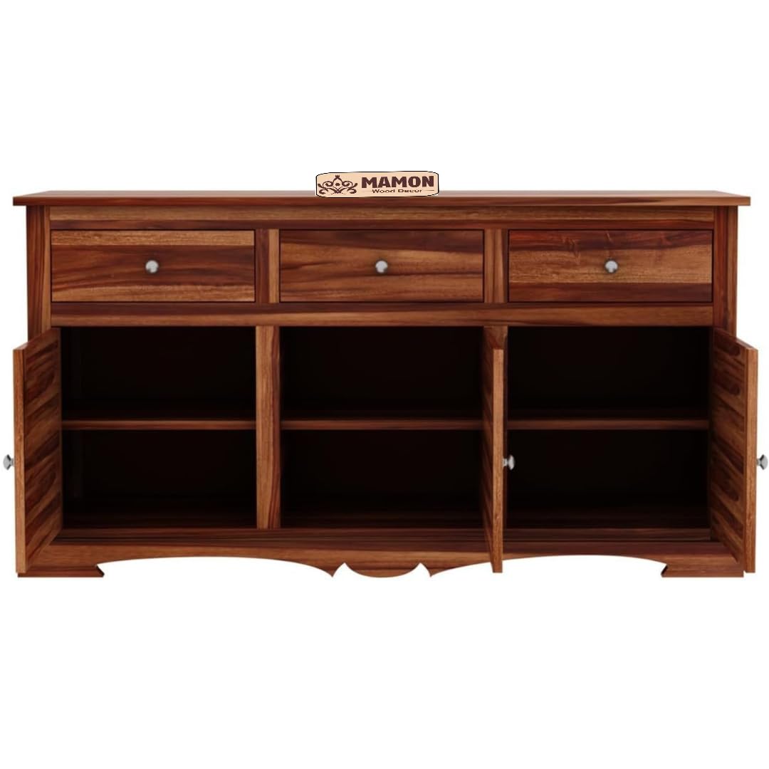 Mamon Wood Decor Sheesham Wood Cupbord, 3 Drowar Wardrobe, Almirah