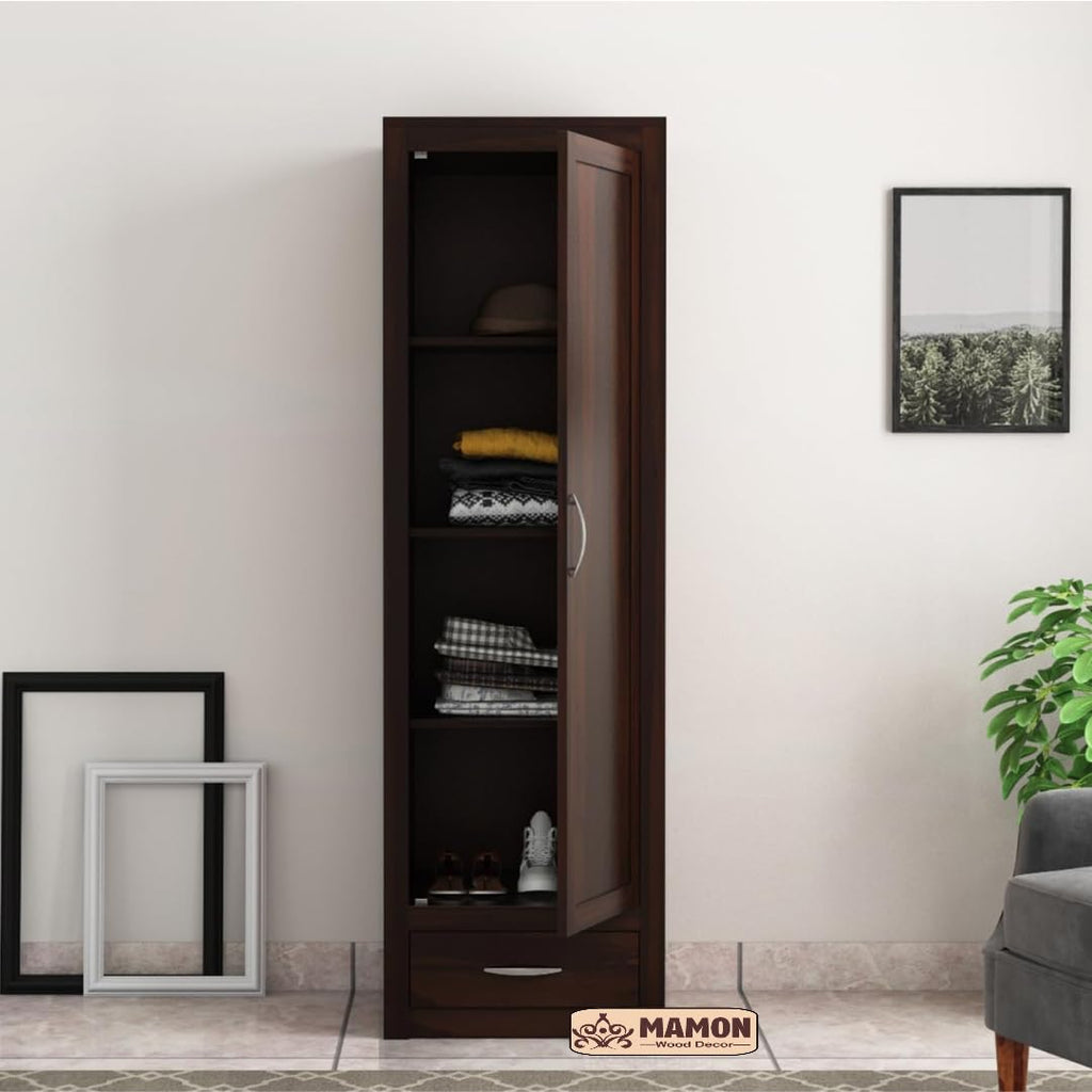 Mamon Wood Decor Woodcrony Solid Sheesham Wood Single Door Wardrobe