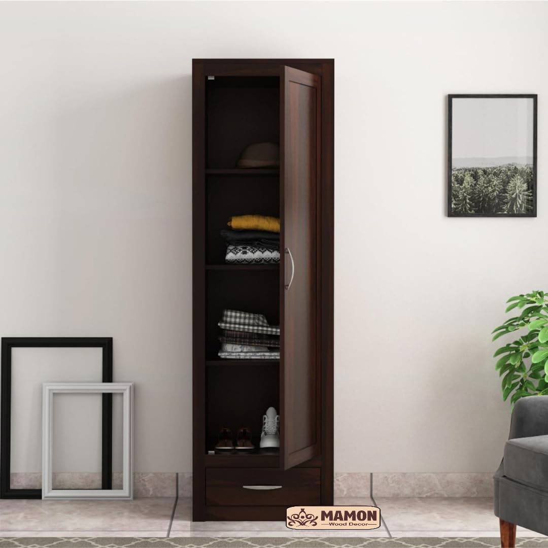 Mamon Wood Decor Woodcrony Solid Sheesham Wood Single Door Wardrobe