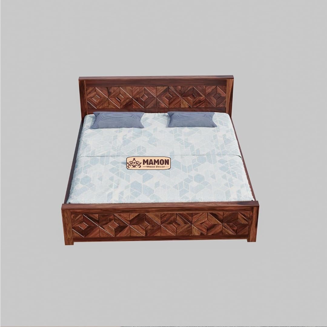 Mamon Wood Decor Sheesham Wood King Size Bed Without Storage Solid