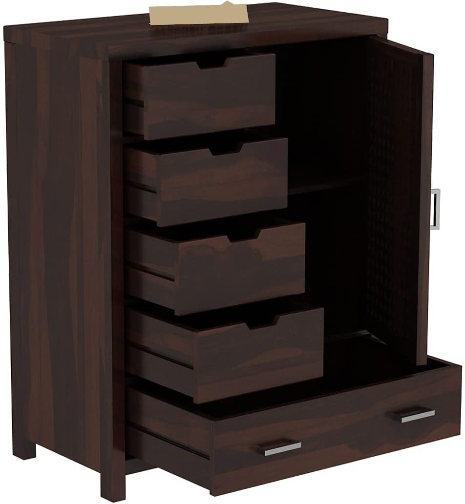 Ambica Woodmart Sheesham wood chest of drawers in walnut finish, photo 4