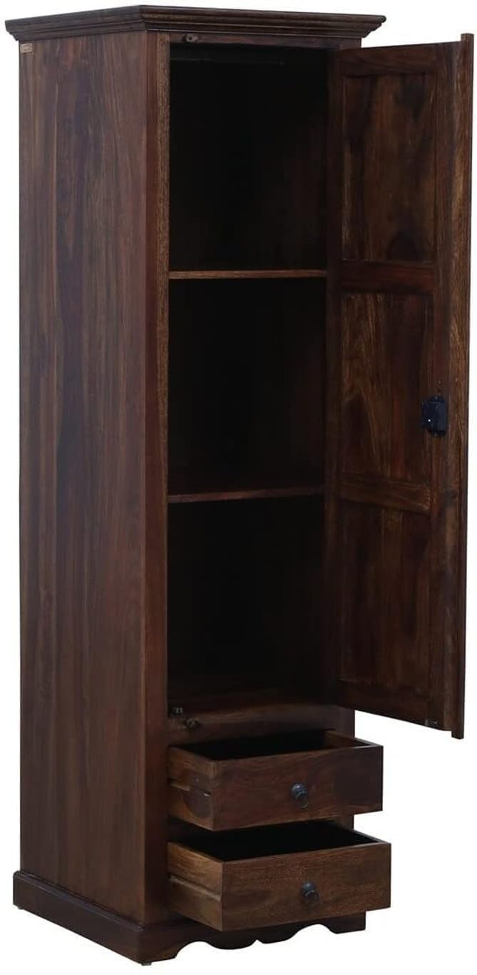 Mamon Wood Decor Sheesham Wood Cupboard, Single Door Wardrobe, Cabinet