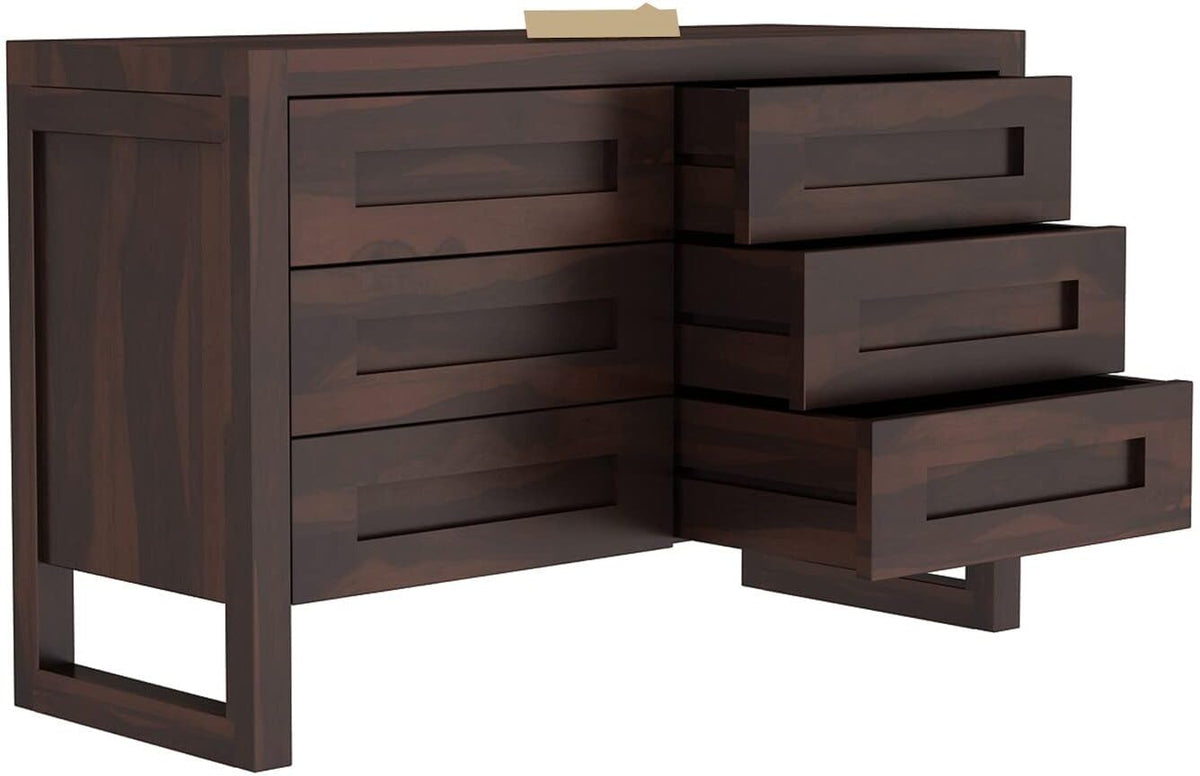 Ambica Woodmart Sheesham wood chest of drawers in dark walnut finish, photo 4