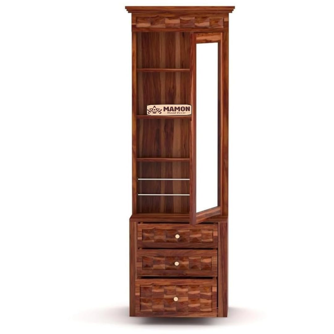Mamon Wood Decor Solid Wood Dressing Table with Mirror and Storage