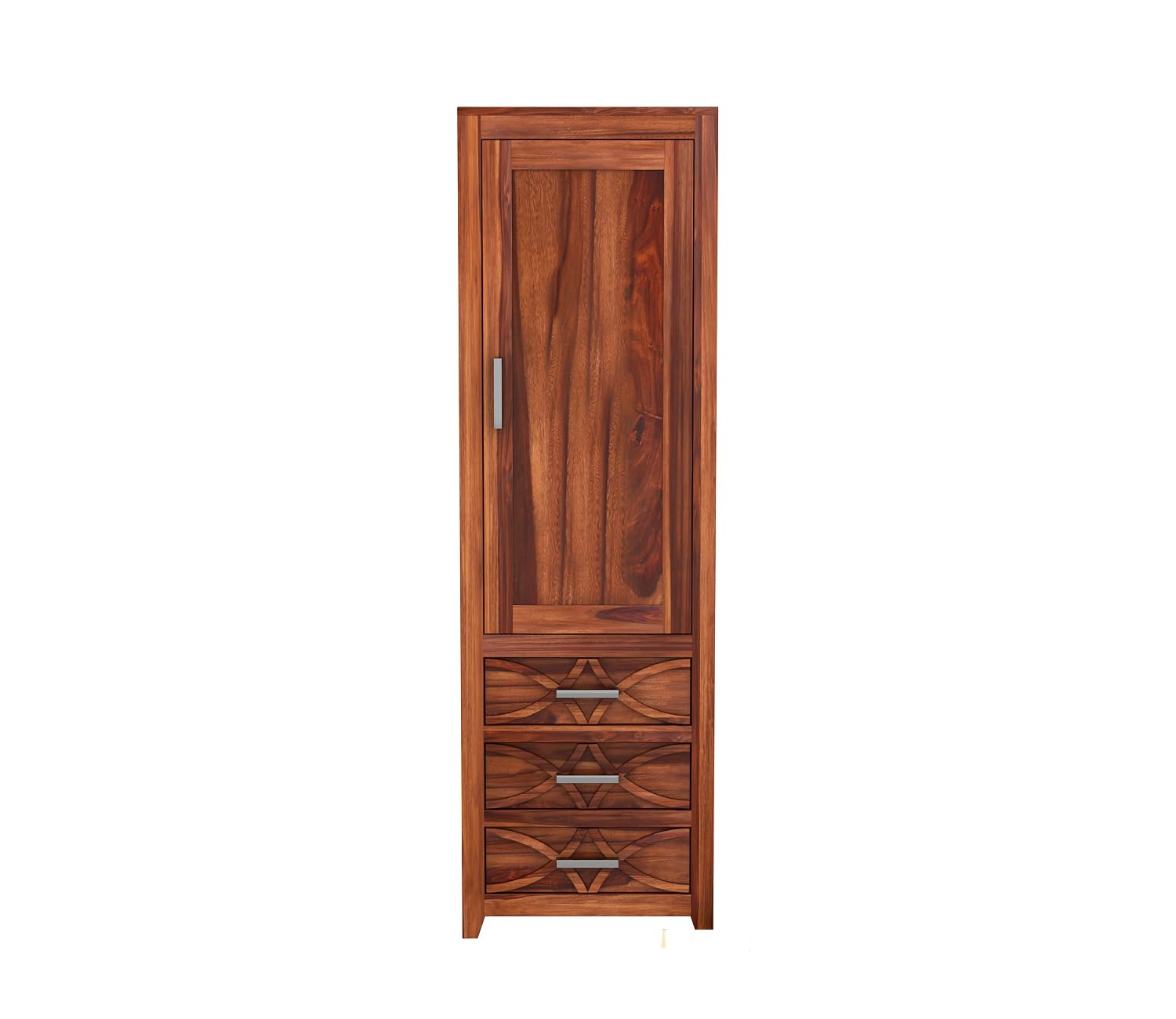Mamon Wood Decor Single Door Wardrobe with 3 drawers & 3 shelves – Jack - Honey