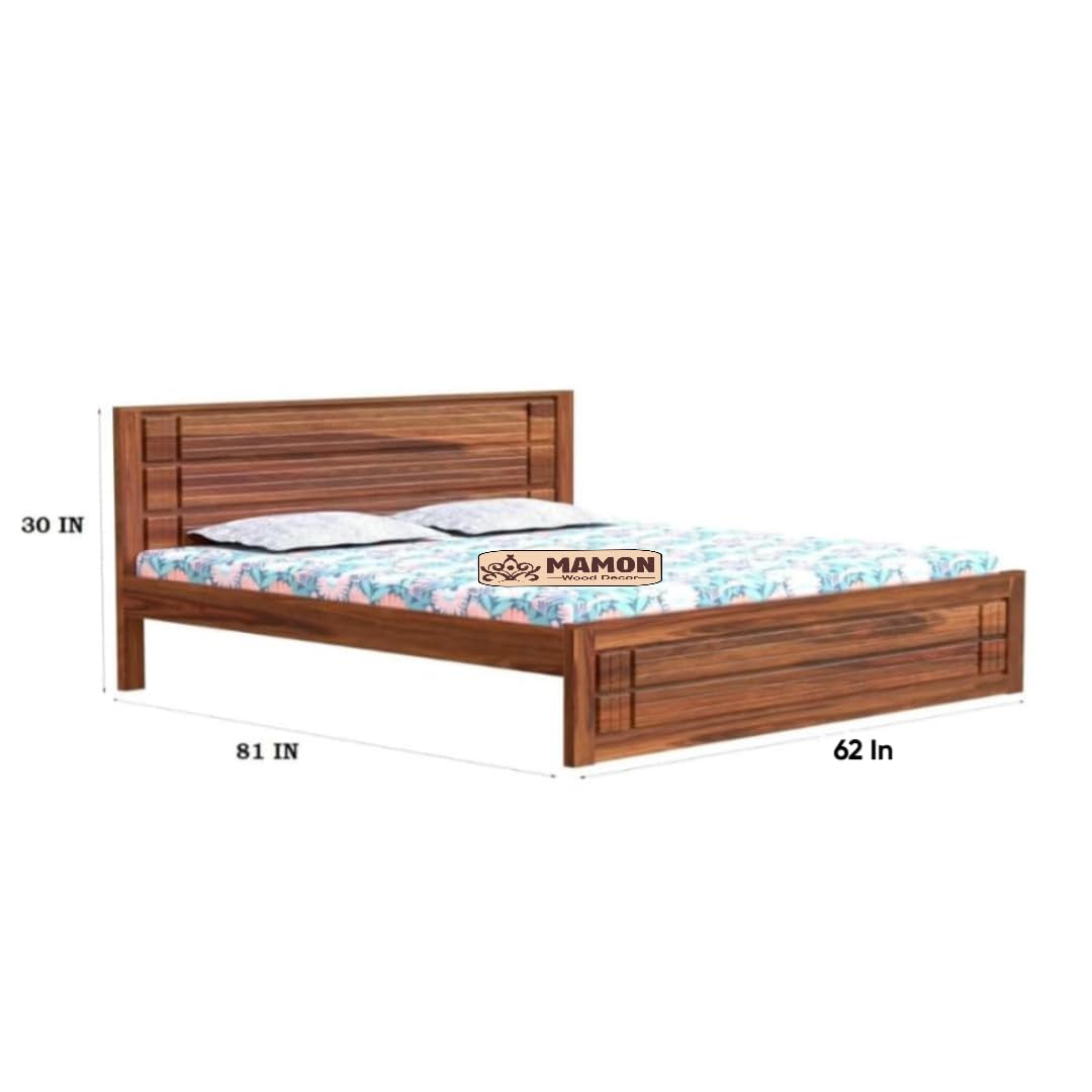 Mamon Wood Decor Solid Sheesham Wood Bed Without Storage – Queen Size