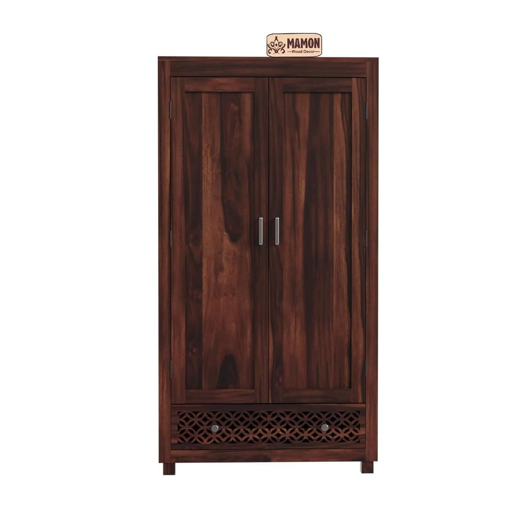 Mamon Wood Decor Solid Wood Wardrobe with Double Doors, Decorative