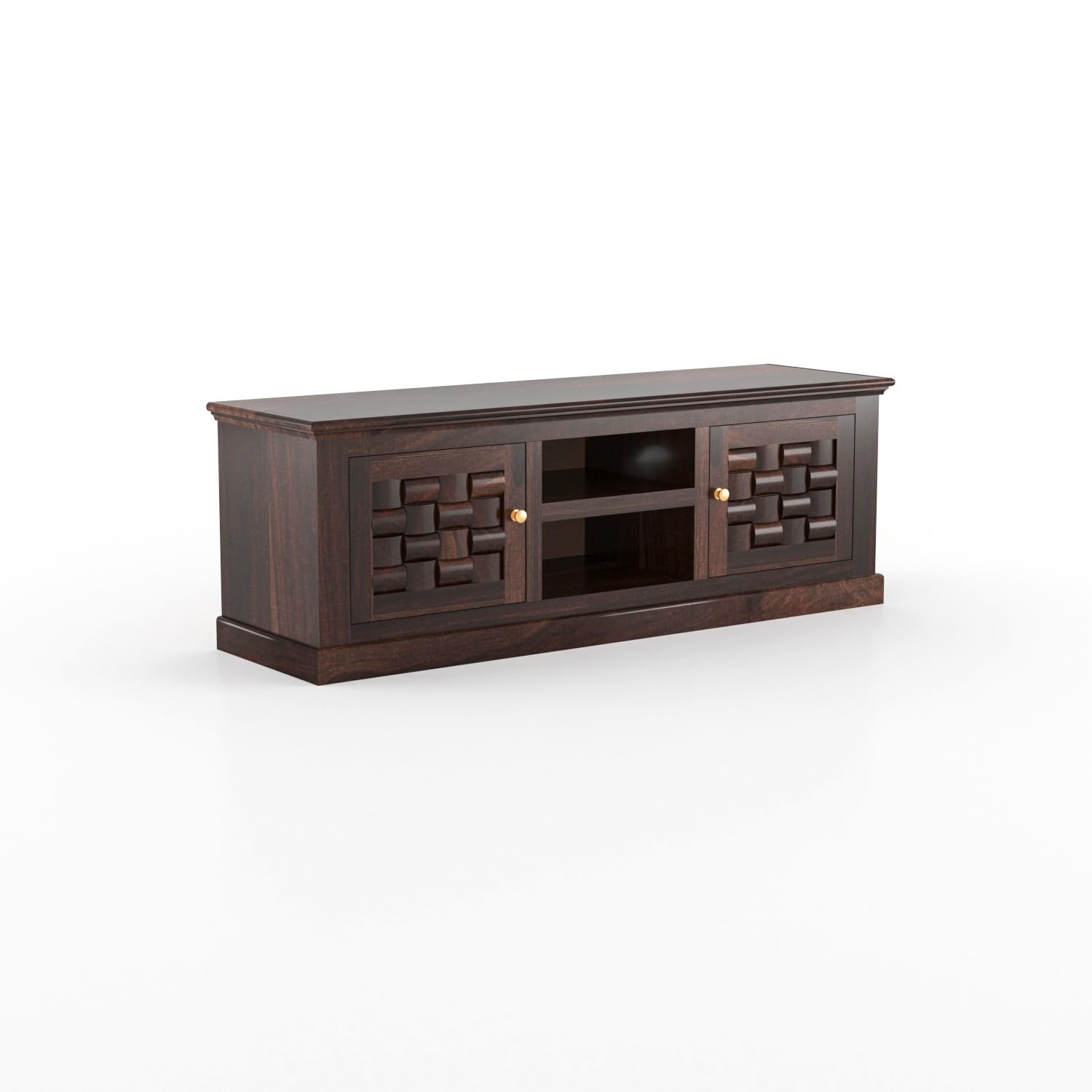 Mamon Wood Decor Woodcrony Davis Solid Sheesham Wood Tv Cabinet with 2