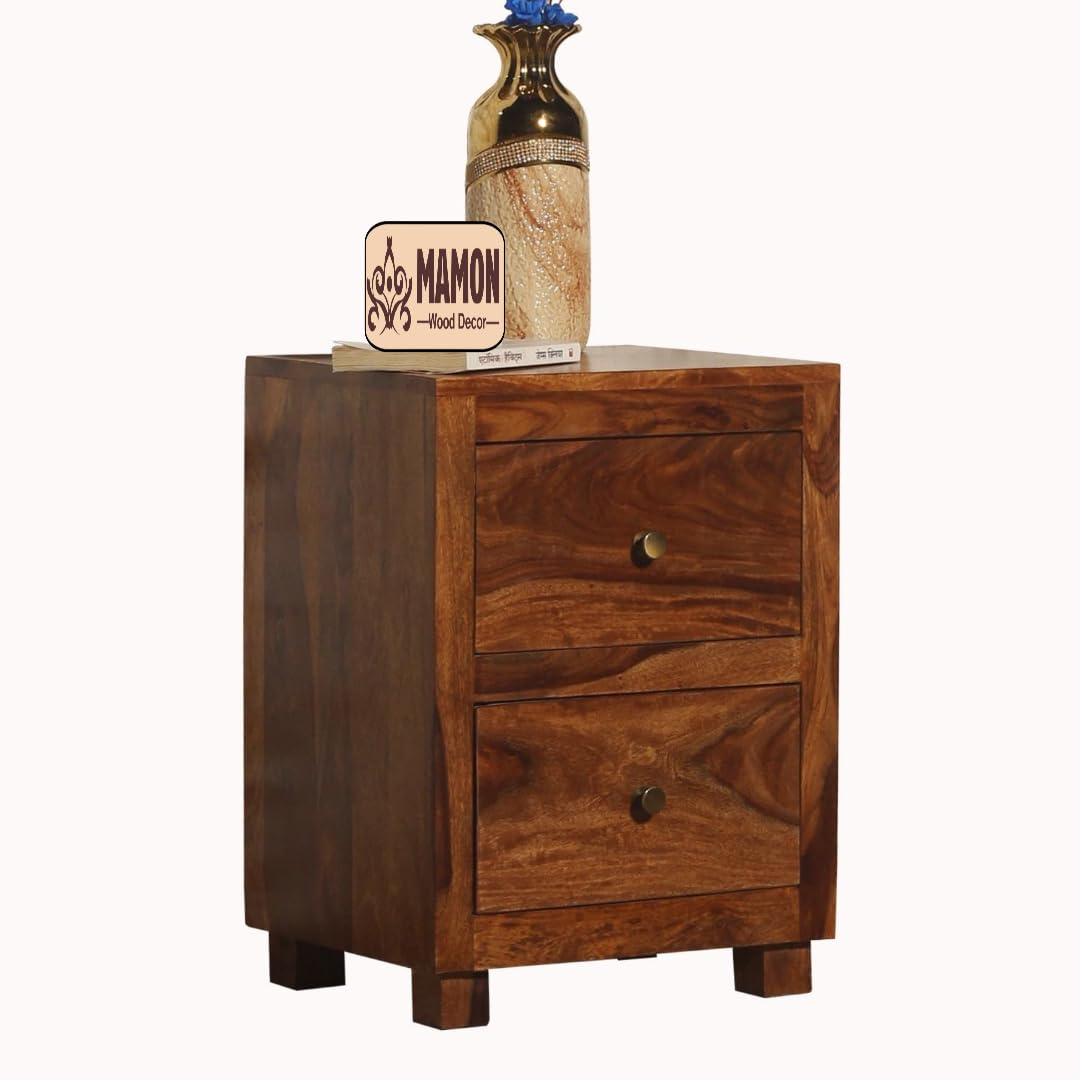 Mamon Wood Decor Sheesham Wood Bedside Table – Design 3