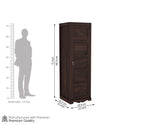 Mamon Wood Decor 1 Door Wardrobe with 1 drawer, 3 shelves & hanging - Walnut