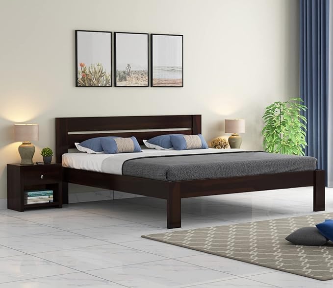 Ambica Woodmart Sheesham wood bed in brown finish, photo 1