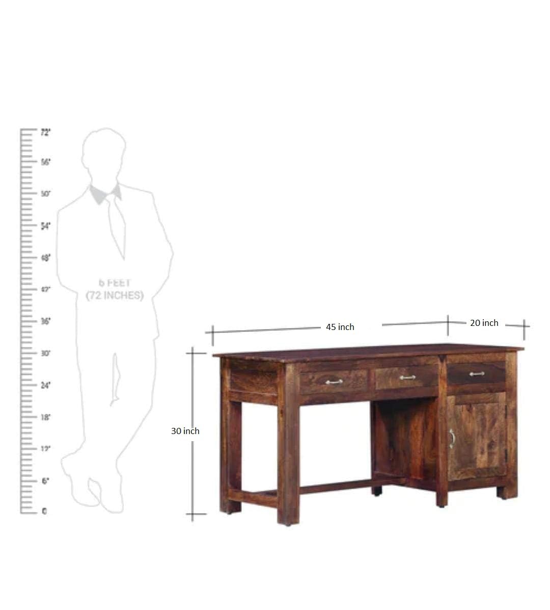 Ambica Woodmart Sheesham wood study table in natural finish, photo 4