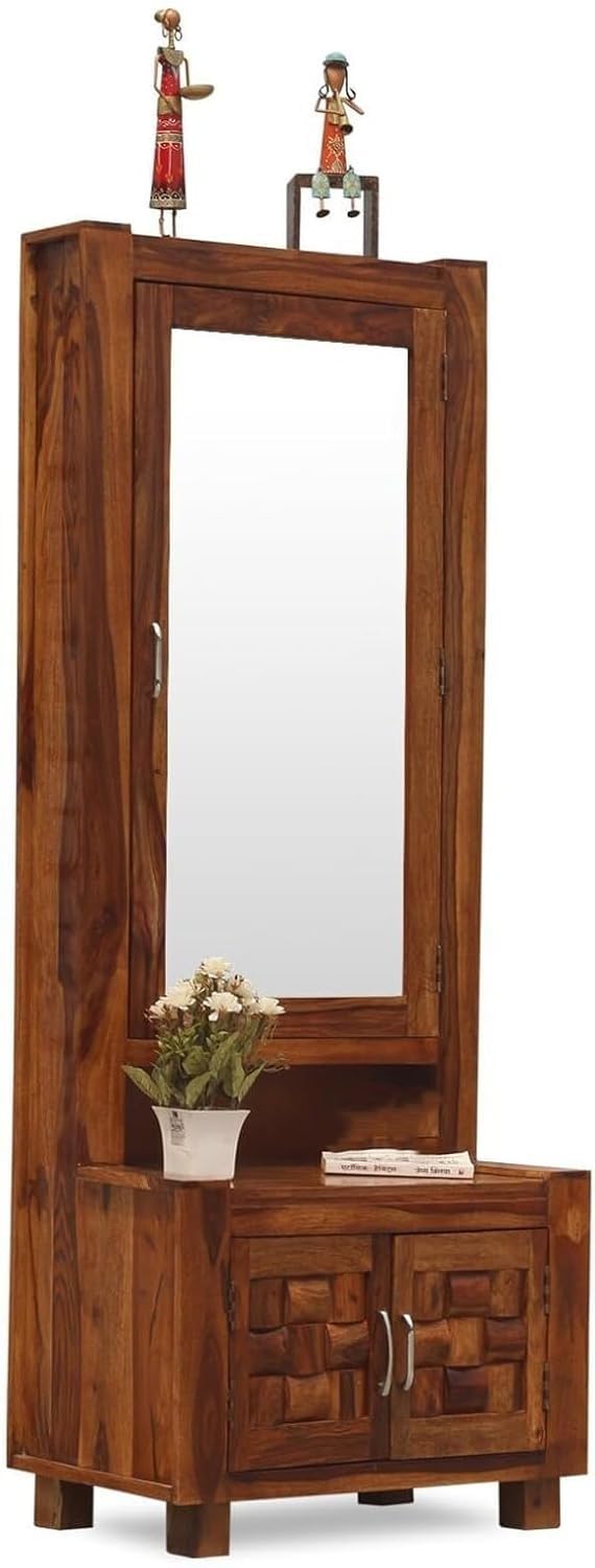 Mamon Wood Decor Solid Wood Dressing Table – Honey Oak Finish