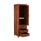 Mamon Wood Decor Single Door Wardrobe with 3 drawers & 3 shelves – Jack - Honey